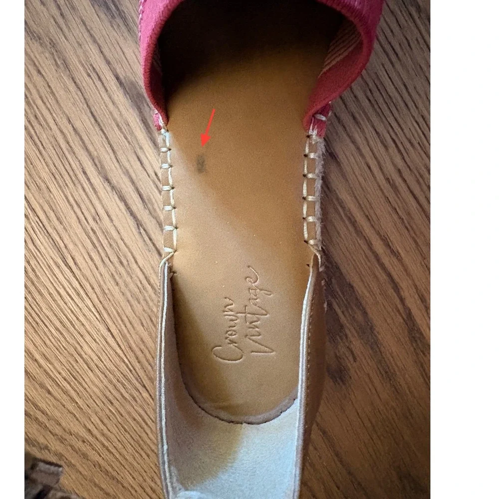 Crown Vintage Espadrille Flats Womens 9M Pink Tan Good Woven Ankle Strap Casual